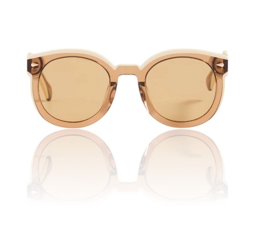 Karen Walker  Super Wavy Duper Sunglasses | Tan/Ochre/White Round, Oversized