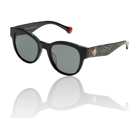 Camilla Sunday In the City Sunglasses | Black Glitter Leopard, Large, Round