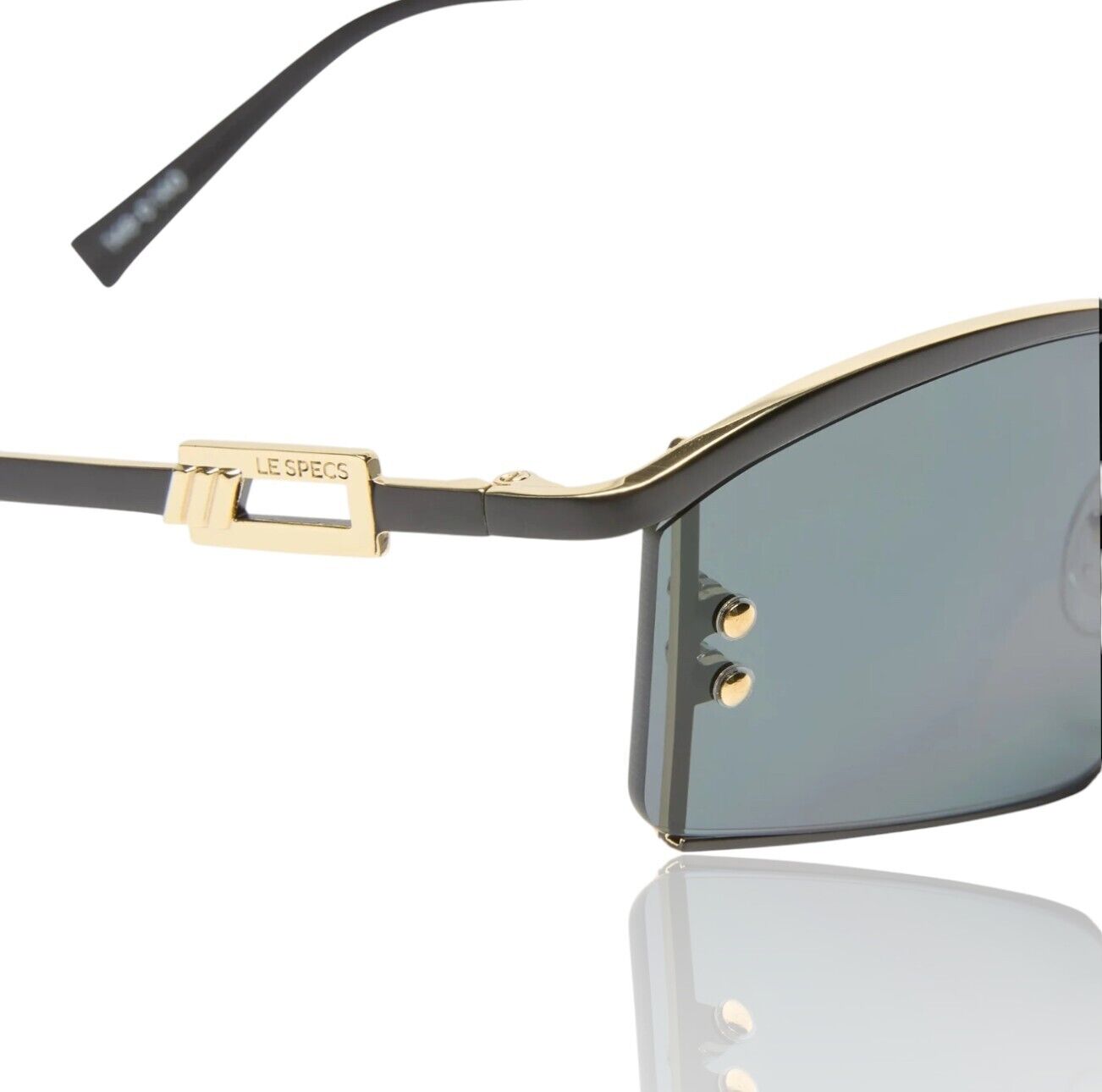 Le Specs Hyperbole Sunglasses | Shield / Wrap, Black/Gold, Rimless, Ltd Edition