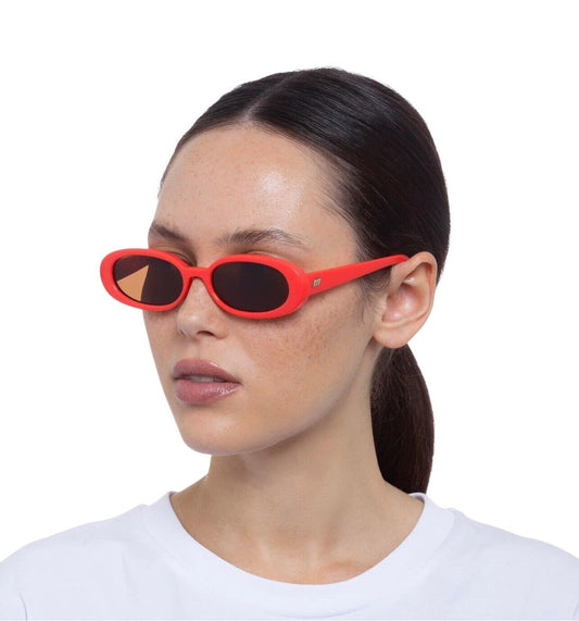 Le Specs Outta Love Sunglasses |Electric Orange, Oval, Small Frame, 90's Style