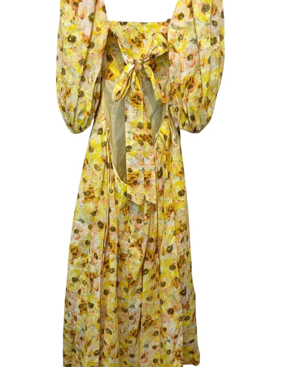 lightburst puff midi dress Chablis Gathered Bust Puff Sleeve Midi Dress White