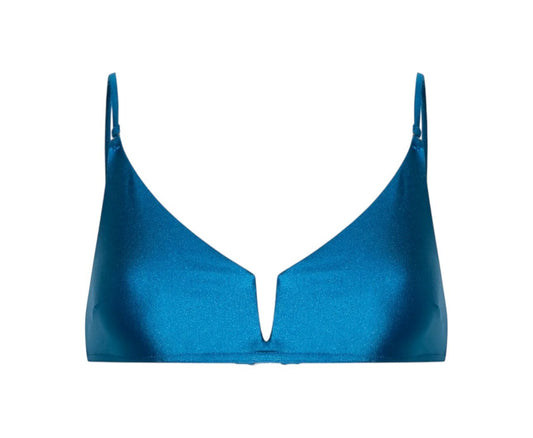 Zimmermann August Plunge V Wire Bra/Bikini Top | Blue/Teal, Adjustable Straps