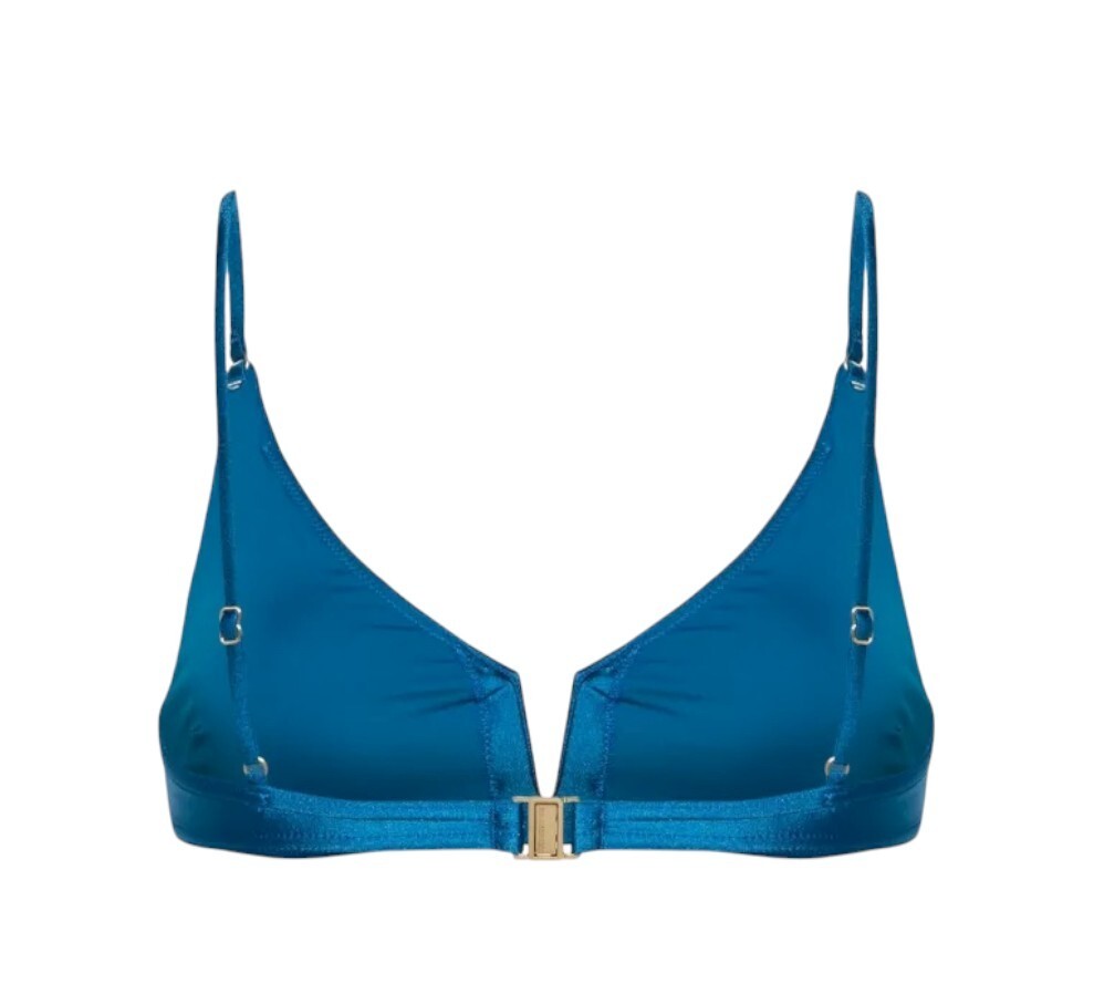 Zimmermann August Plunge V Wire Bra/Bikini Top | Blue/Teal, Adjustable Straps