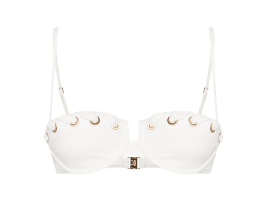 Zimmermann Halliday Eyelet Balconette Bra | White/Ivory Gold, Underwire, Straps