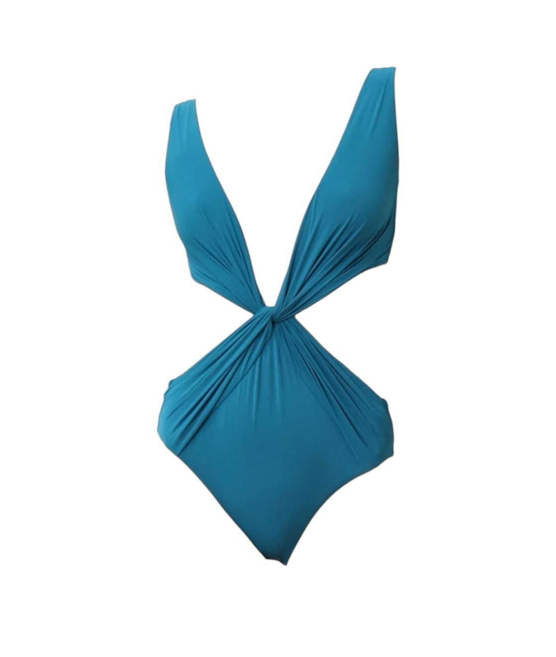 Zimmermann Acadian Twist Front Plunge One Piece | Blue, Low V Neck, Cut Outs