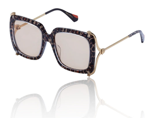 Camilla The After Party Sunglasses | Leopard/Burgundy, Square, Metal/Acetate