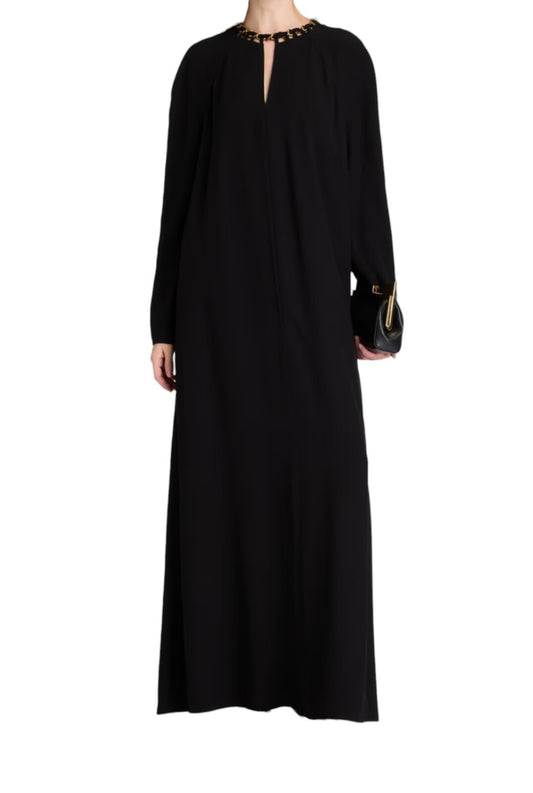 Zimmermann Chain Embellished Maxi Dress | Black / Gold, Long Sleeve, Viscose