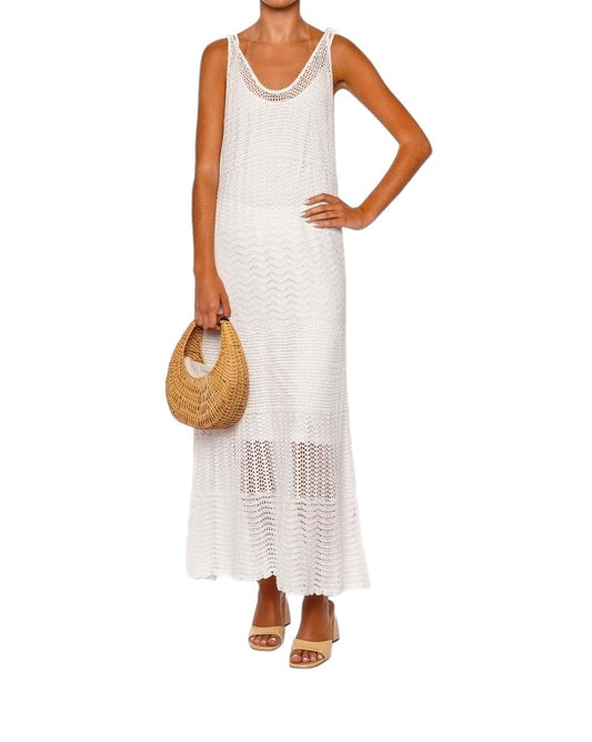 Zimmermann Lightburst Textured Dress | Ivory/White, Crochet, Tie Shoulder, Slip