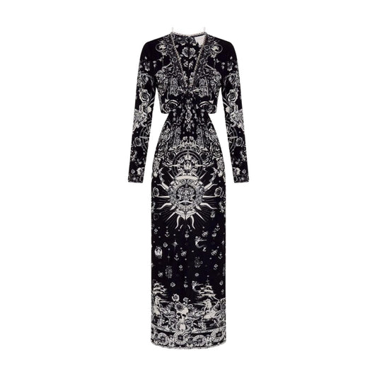 Camilla Cut Out Jersey Dress w/ Hardware | Tales of Tattoo, Black+White, Stretch