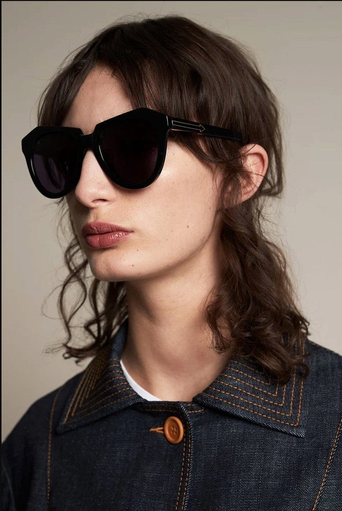 Karen Walker Number One Sunglasses |Black Acetate, Cat Eye, Biodegradable & Eco