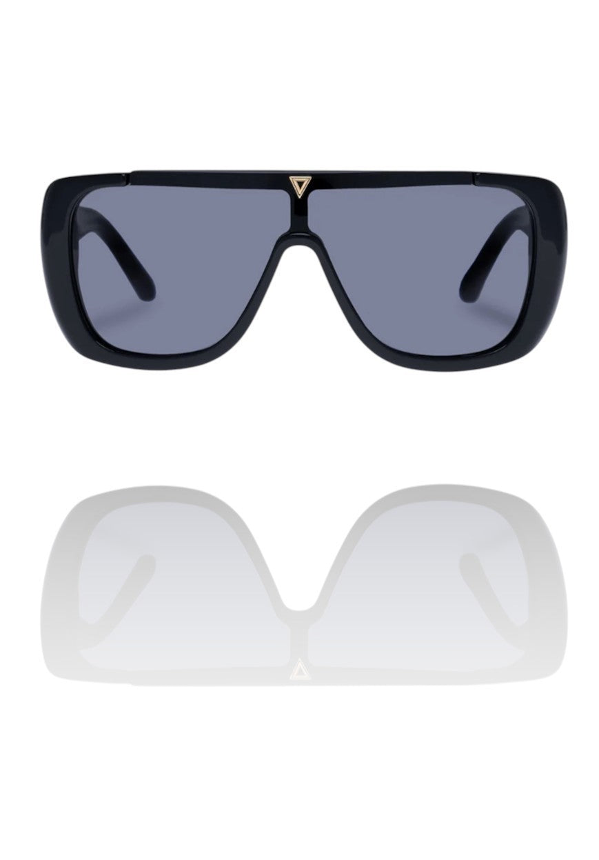 Karen Walker Hexed B Sunglasses | Black, Shield, Black, Grey Category 3 Lenses