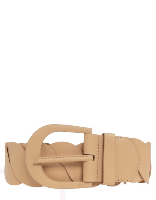 Zimmermann Zimmermann Wave Link Mid Belt |Sand/Beige, Leather, Waist, Neutral