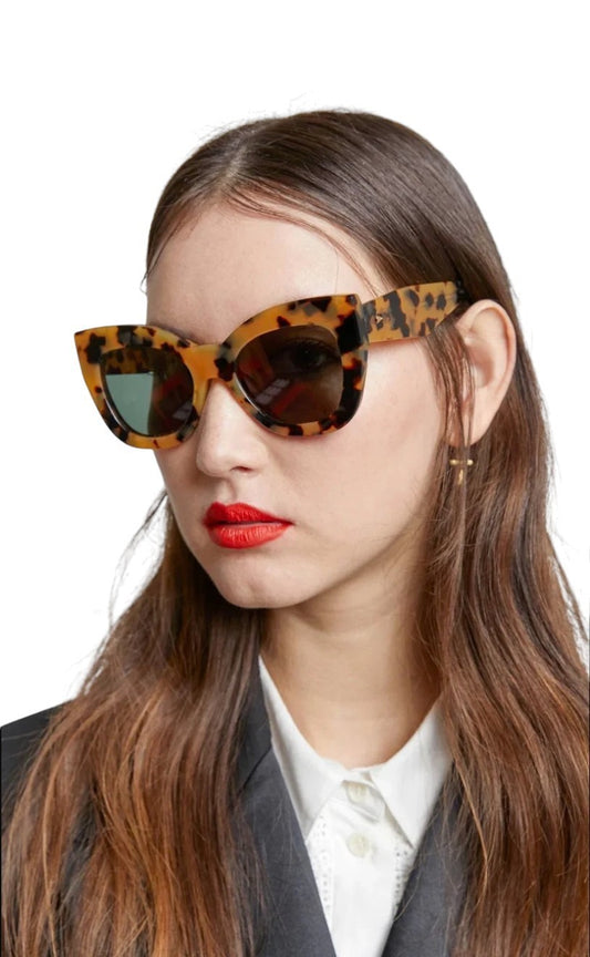 Karen Walker Northern Lights Sunglasses | Tortoise Shell, Green Lenses, Cats Eye