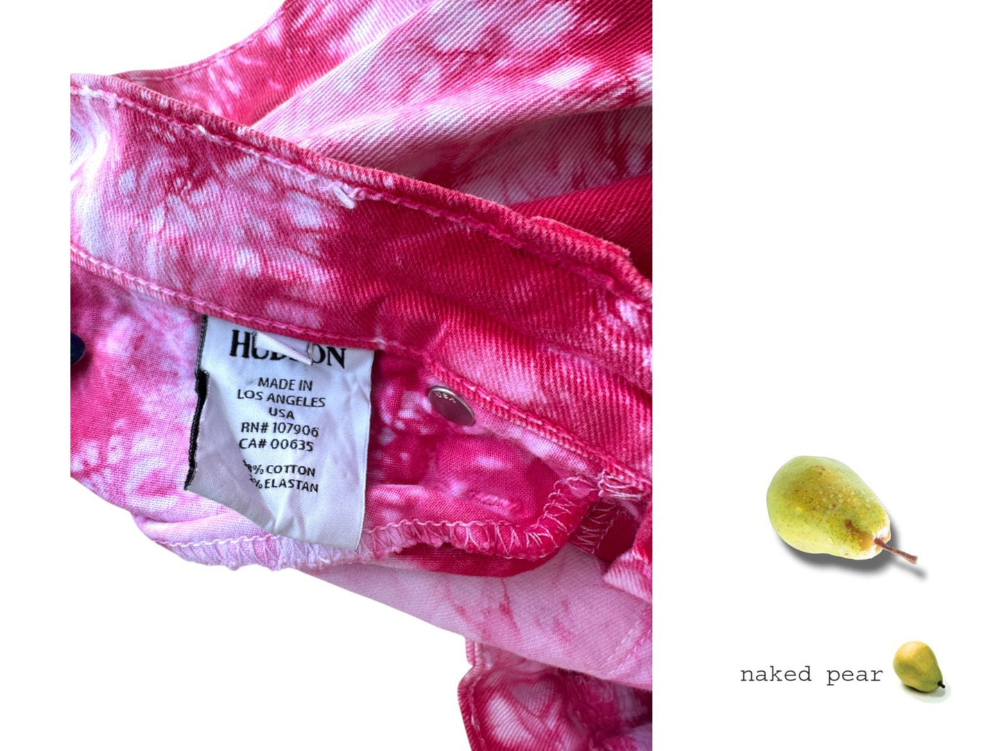 Hudson Tilda Jeans | Pink/White Tie Dye, Sz 24, Mid Rise, Skinny Jeans, Stretch