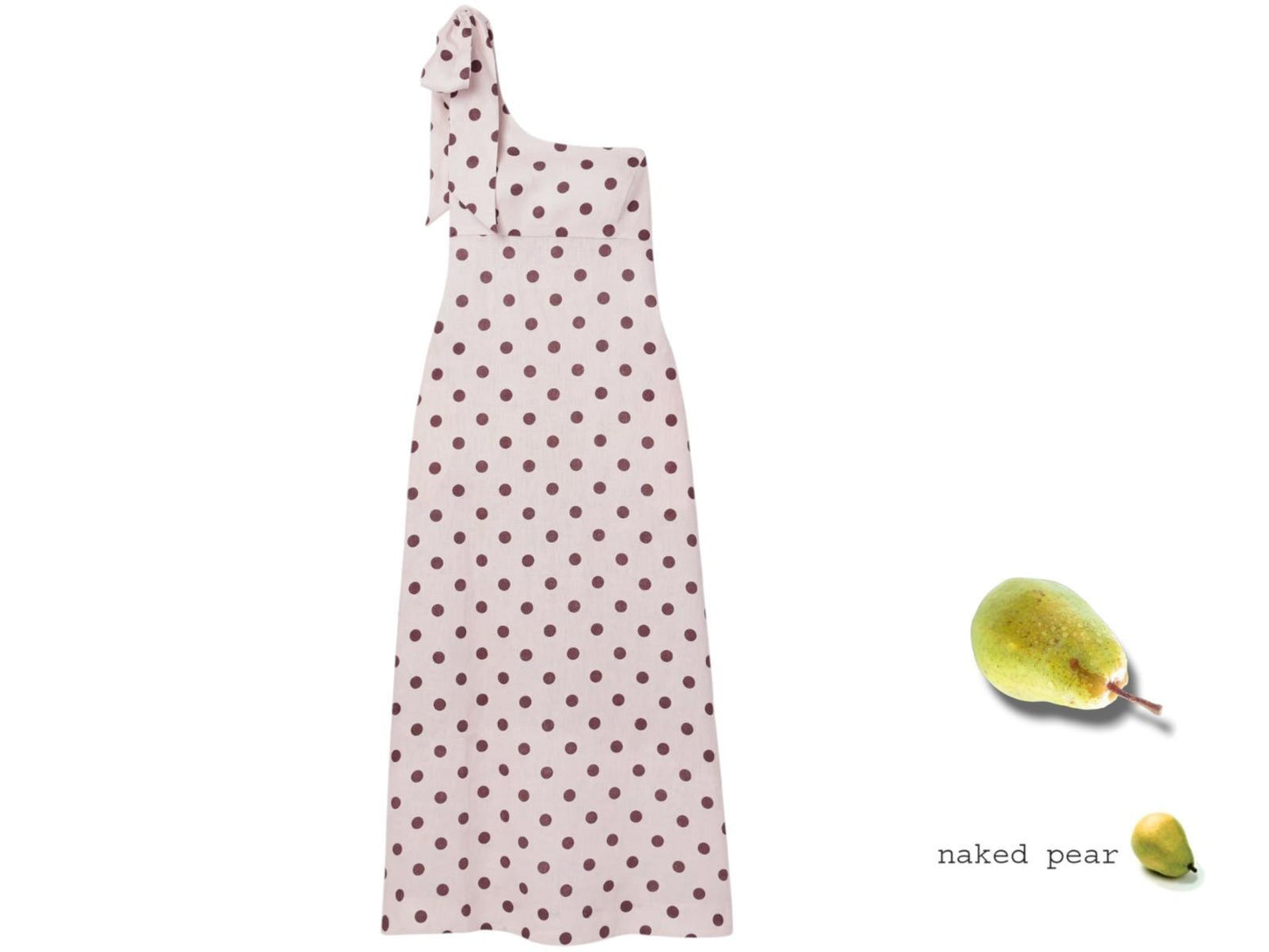 Zimmermann Acacia One Shoulder Midi Dress | Cream/Tan Polka Dot, Bow, Linen