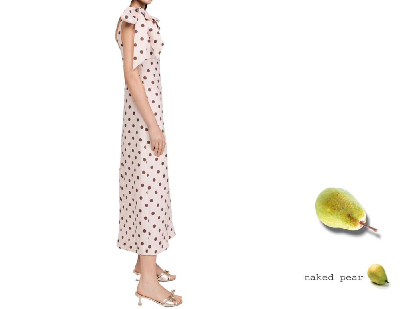 Zimmermann Acacia One Shoulder Midi Dress | Cream/Tan Polka Dot, Bow, Linen