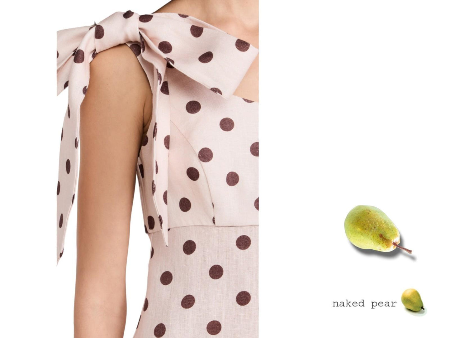 Zimmermann Acacia One Shoulder Midi Dress | Cream/Tan Polka Dot, Bow, Linen