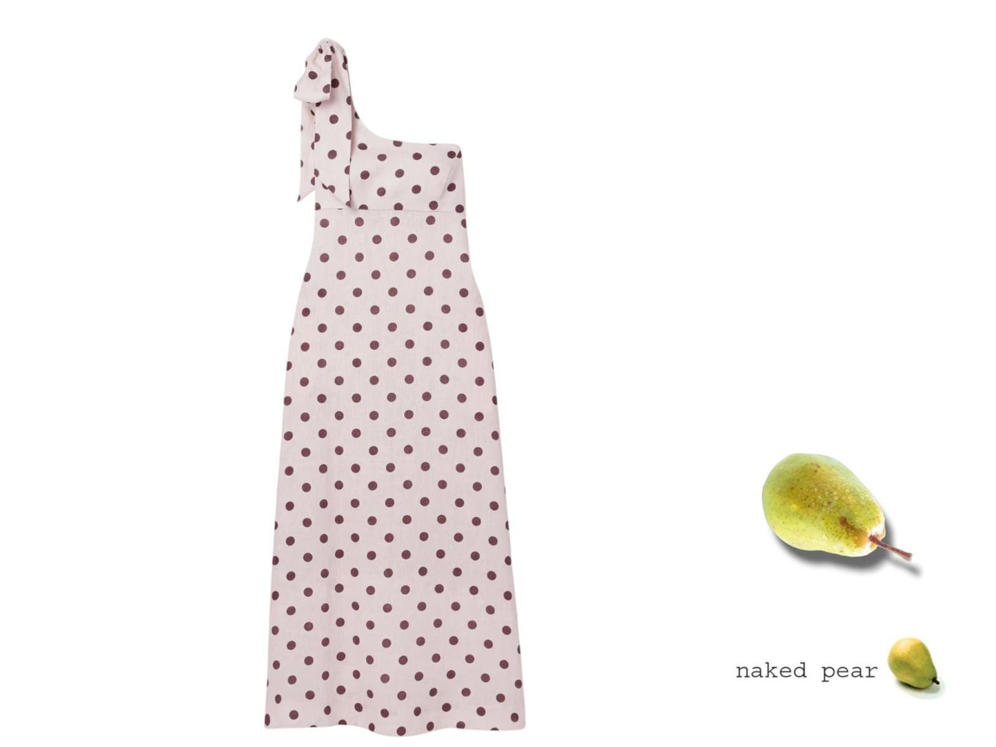 Zimmermann Acacia One Shoulder Midi Dress | Cream/Tan Polka Dot, Bow, Linen