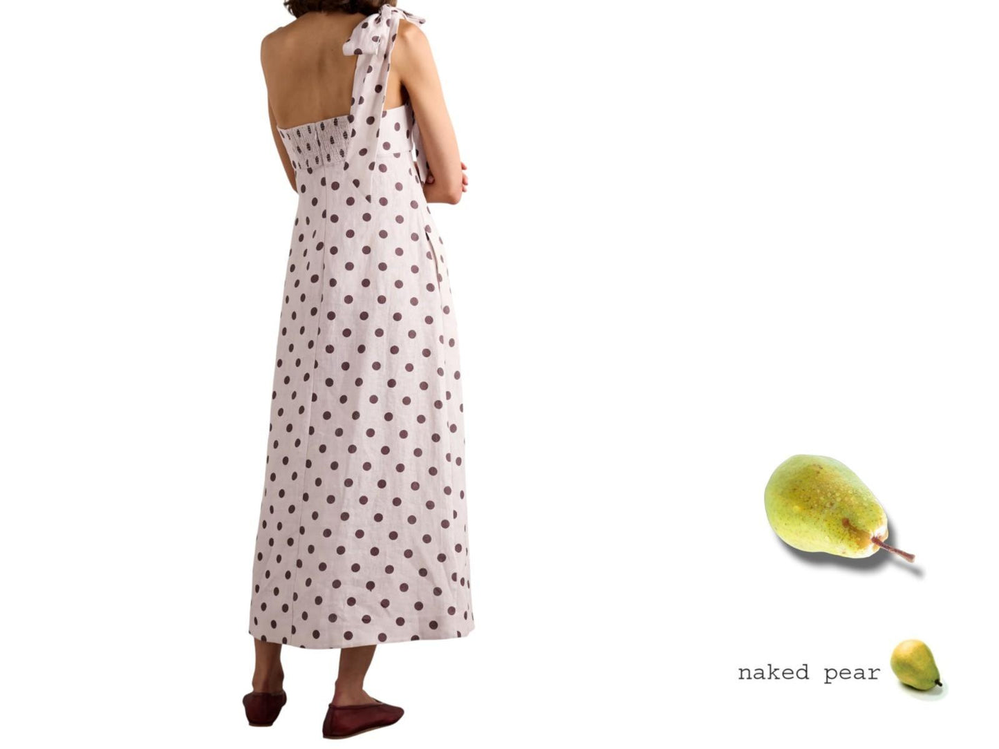 Zimmermann Acacia One Shoulder Midi Dress | Cream/Tan Polka Dot, Bow, Linen