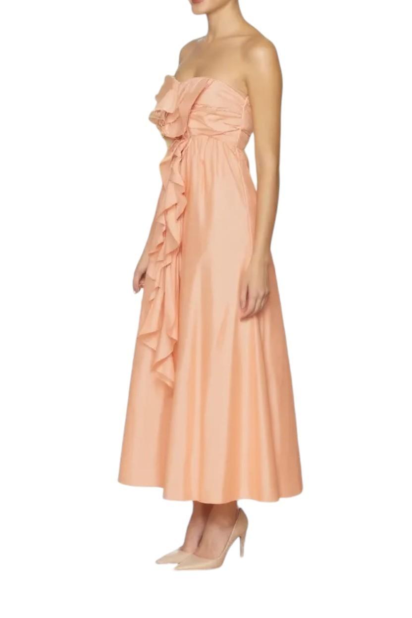 Zimmermann Acacia Ruffle Maxi Dress | Tan/Terracotta, Strapless, Evening/Formal