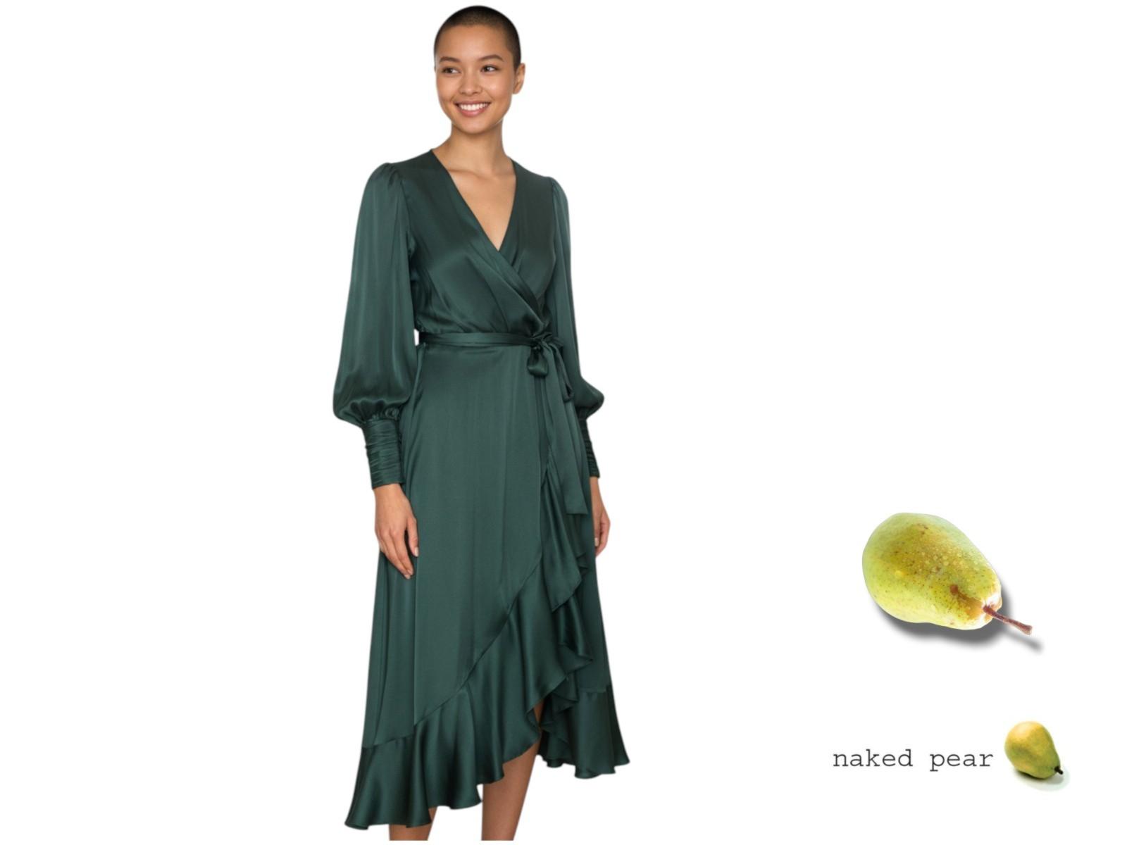 Zimmermann Silk Wrap Midi Dress Forest Green Silk, Dolman Naked Pear Zimmermann Silk Wrap Midi Dress Forest Green Silk, Dolman Naked Pear
