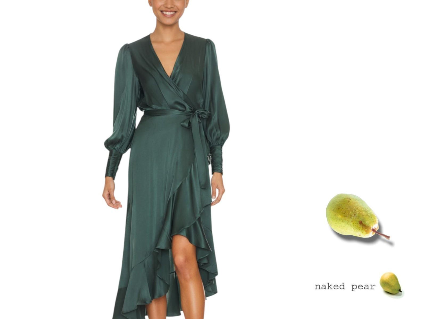 Zimmermann Silk Wrap Midi Dress Forest Green Silk, Dolman Naked Pear Zimmermann Silk Wrap Midi Dress Forest Green Silk, Dolman Naked Pear