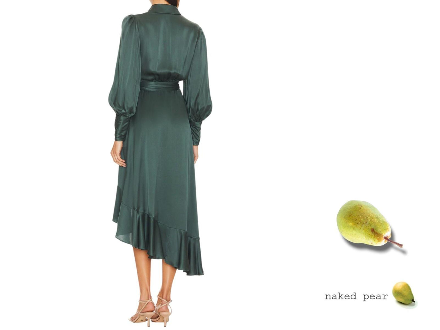 Zimmermann Silk Wrap Midi Dress | Forest Green,  Asymmetric, Silk, Dolman Sleeve