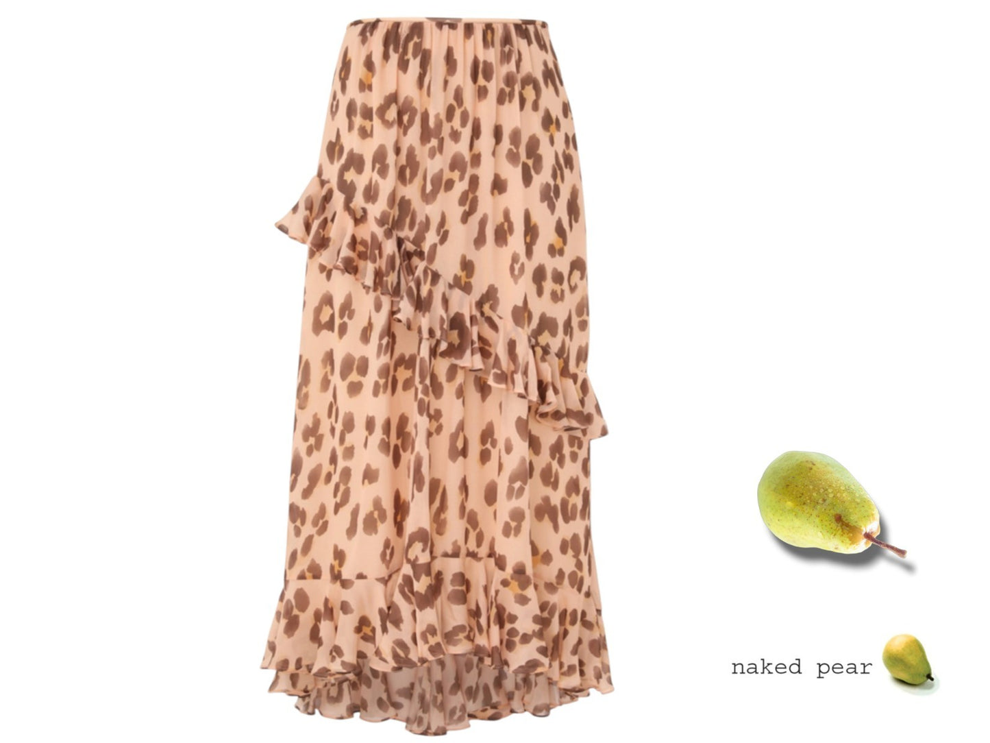 Zimmermann Iluminate Asymmetric Skirt | Peach Leopard Print, Midi, Ruffles