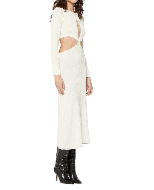 Manning Cartel New Dimensions Midi Dress | Sz M, Off White, Ribbed, Cut Outs