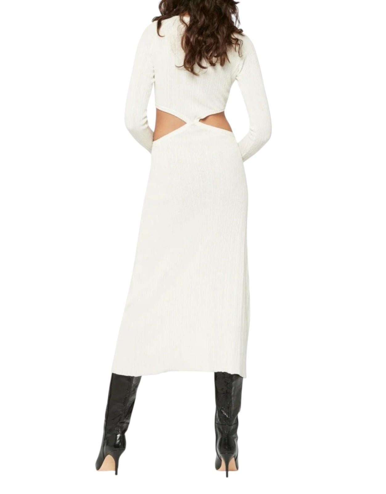 Manning Cartel New Dimensions Midi Dress | Sz M, Off White, Ribbed, Cut Outs
