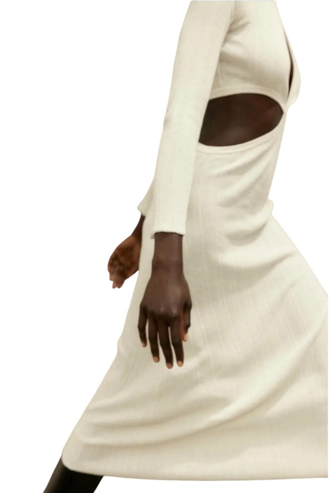 Manning Cartel New Dimensions Midi Dress | Sz M, Off White, Ribbed, Cut Outs