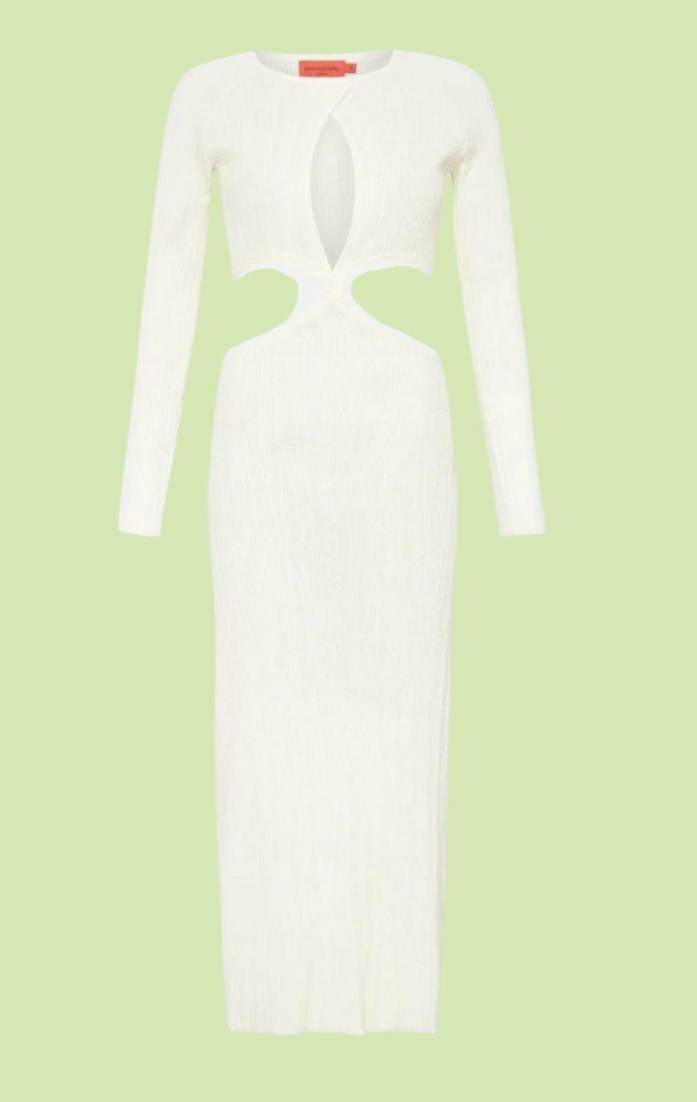 Manning Cartel New Dimensions Midi Dress | Sz M, Off White, Ribbed, Cut Outs
