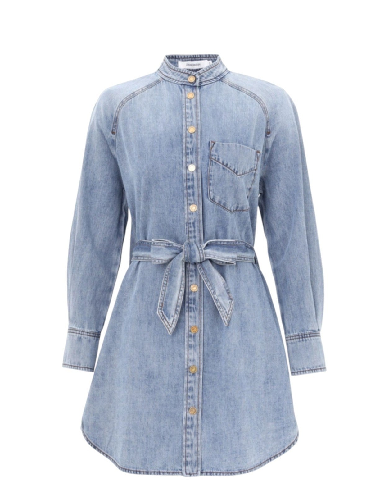 Zimmermann Scoop Denim Dress | Button Down, Collar, Relaxed Fit, Mini, Cotton