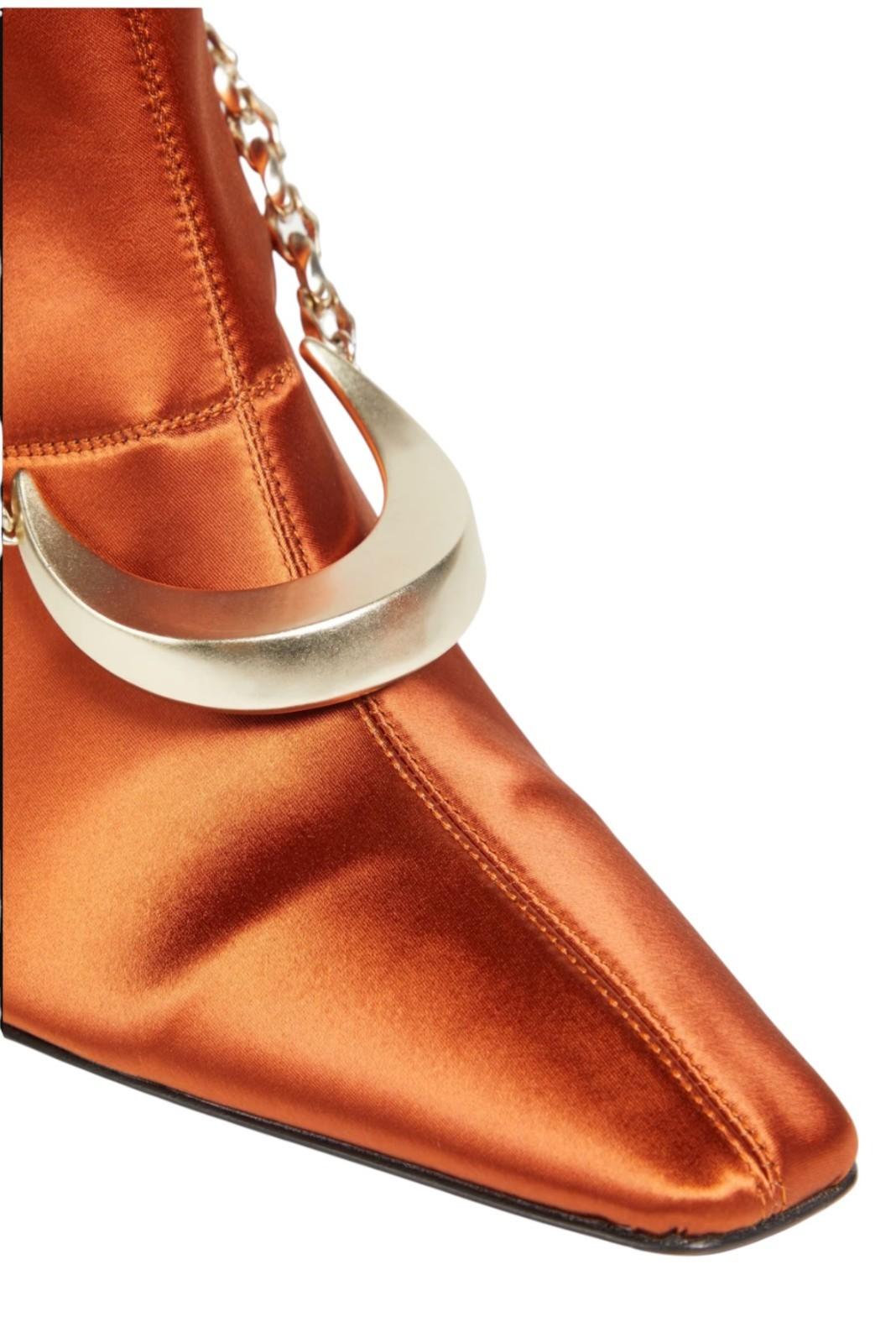 Zimmermann Crescent Stretch Boot Tall| Rust/Tan, Long Sock, Satin, Moon Chain