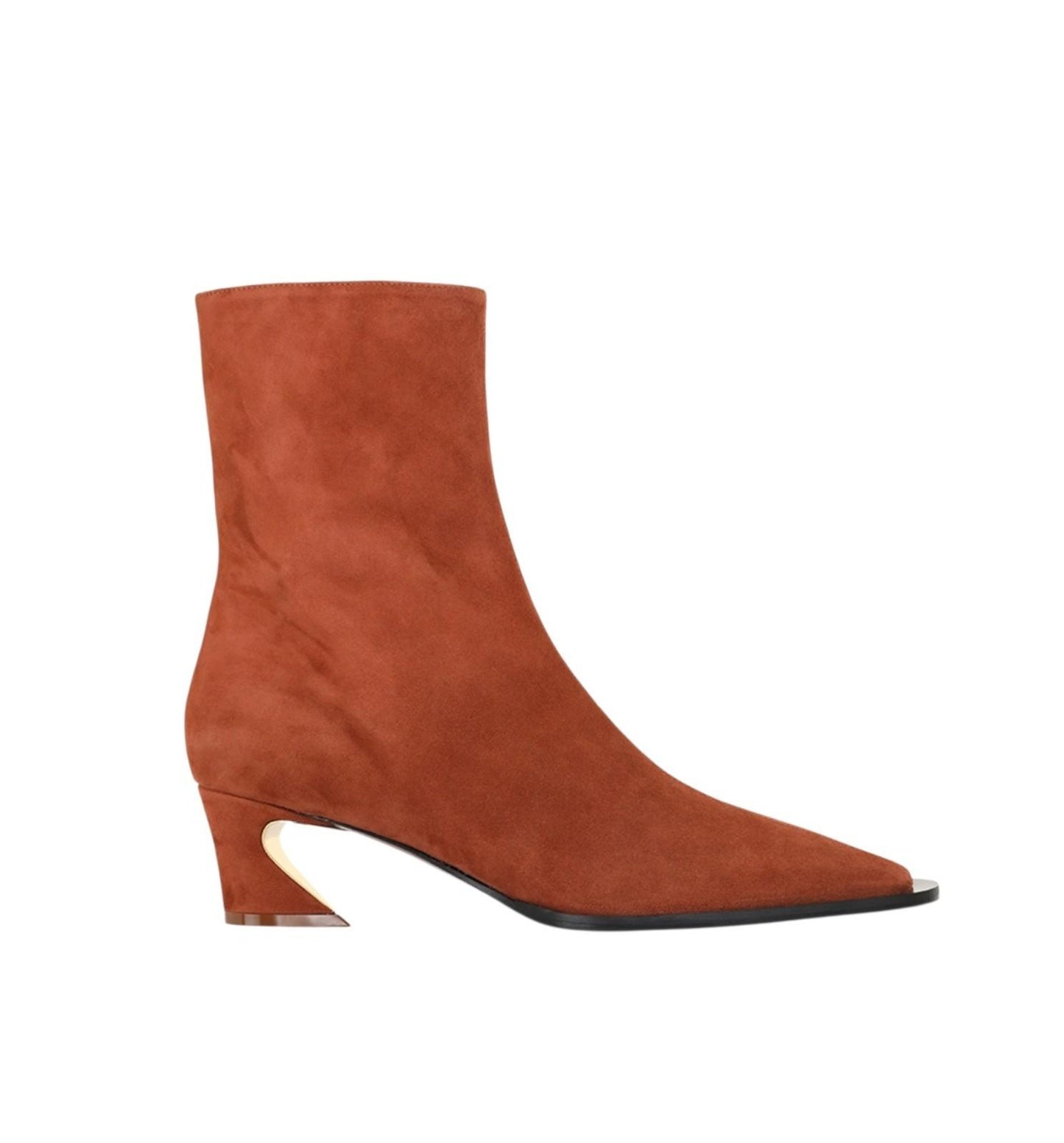 Zimmermann Crescent Suede Boot | Ankle, Tan/Brown Suede, Low Heel, Square Toe