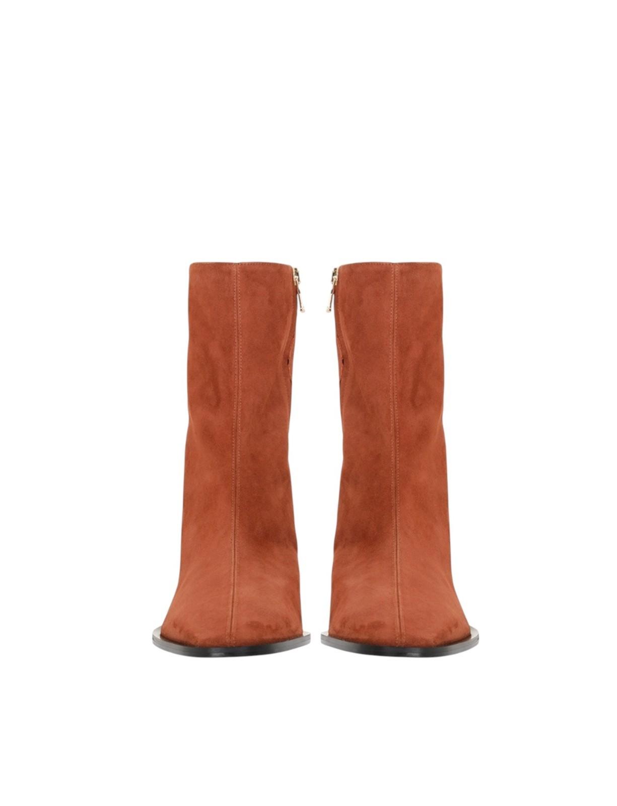 Zimmermann Crescent Suede Boot | Ankle, Tan/Brown Suede, Low Heel, Square Toe