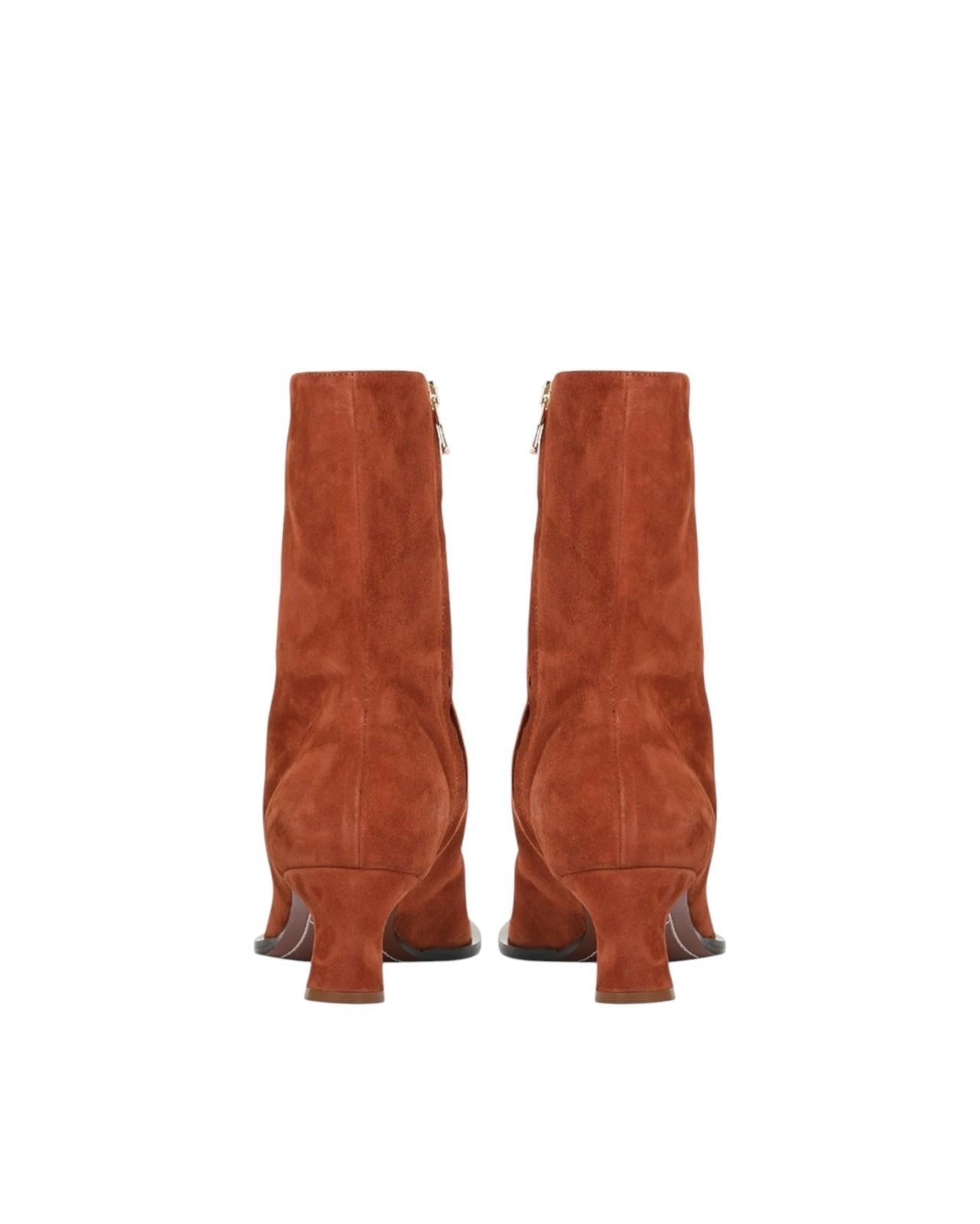 Zimmermann Crescent Suede Boot | Ankle, Tan/Brown Suede, Low Heel, Square Toe
