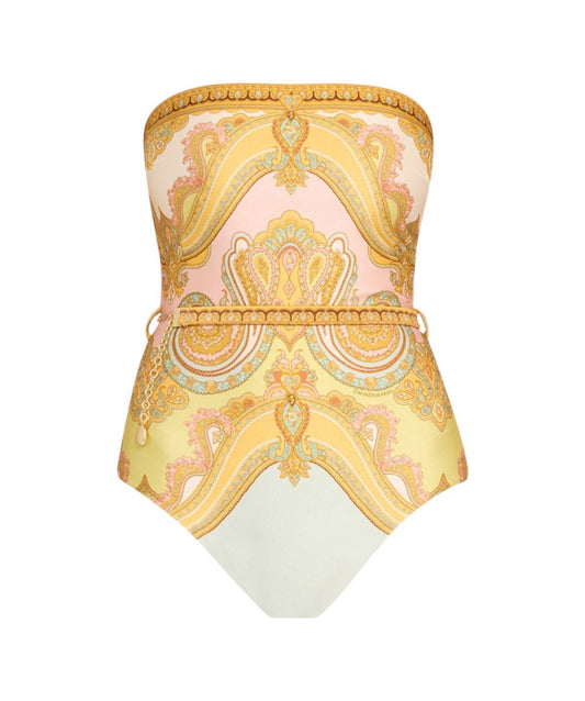 Zimmermann Maxine Chain Trim Bandeau One Piece | Full Coverage, Removable Straps