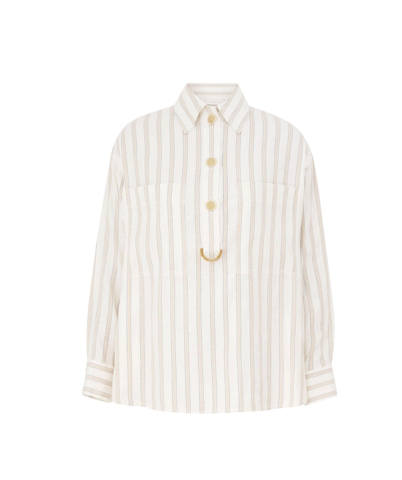 Zimmermann Illuminate Striped Shirt | Cream/White/ Black, Stretch Linen, Buttons