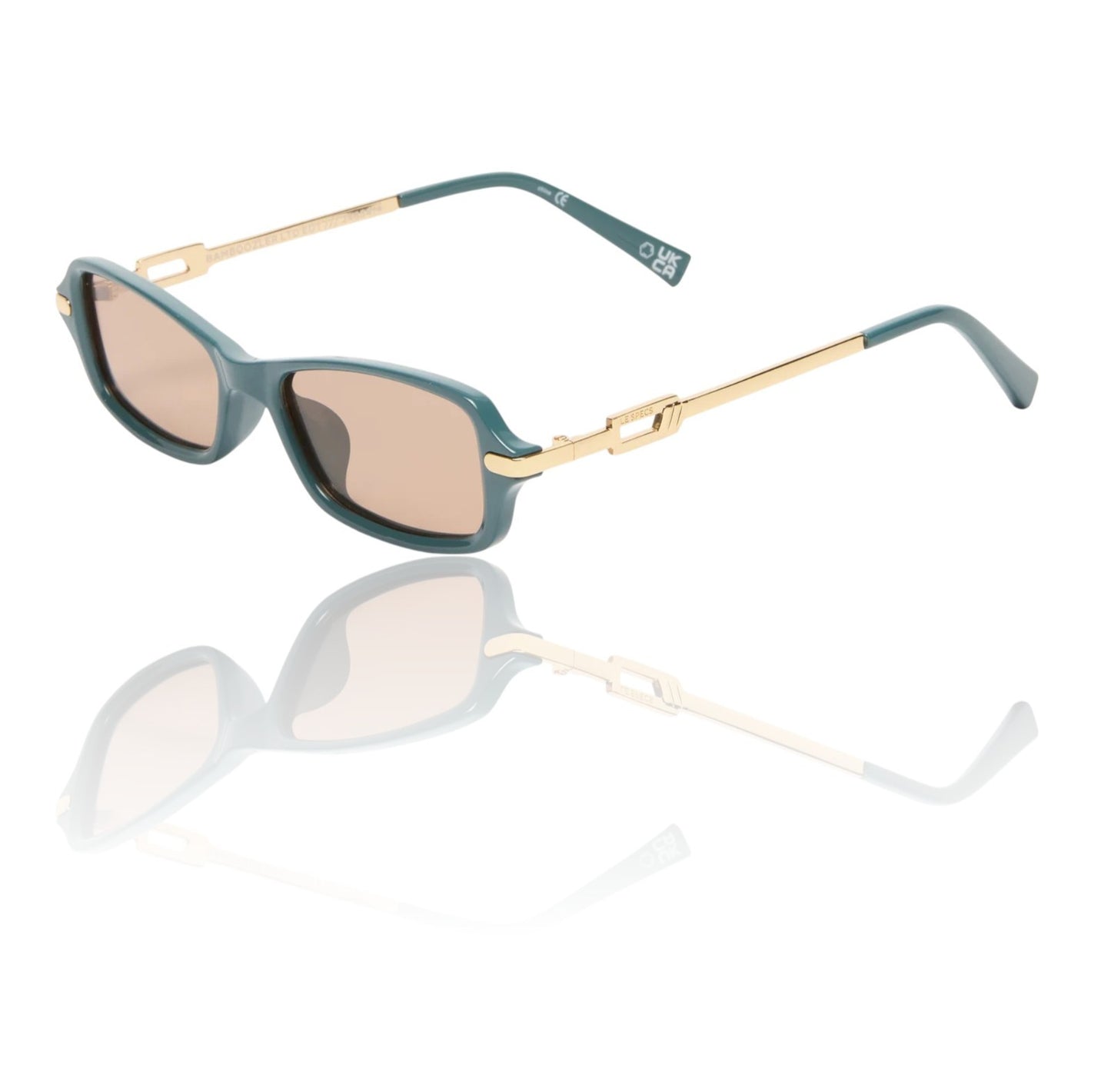 Le Specs Bamboozler Ltd Edition | Green/Gold, Brown Polarised Lenses, Rectangle