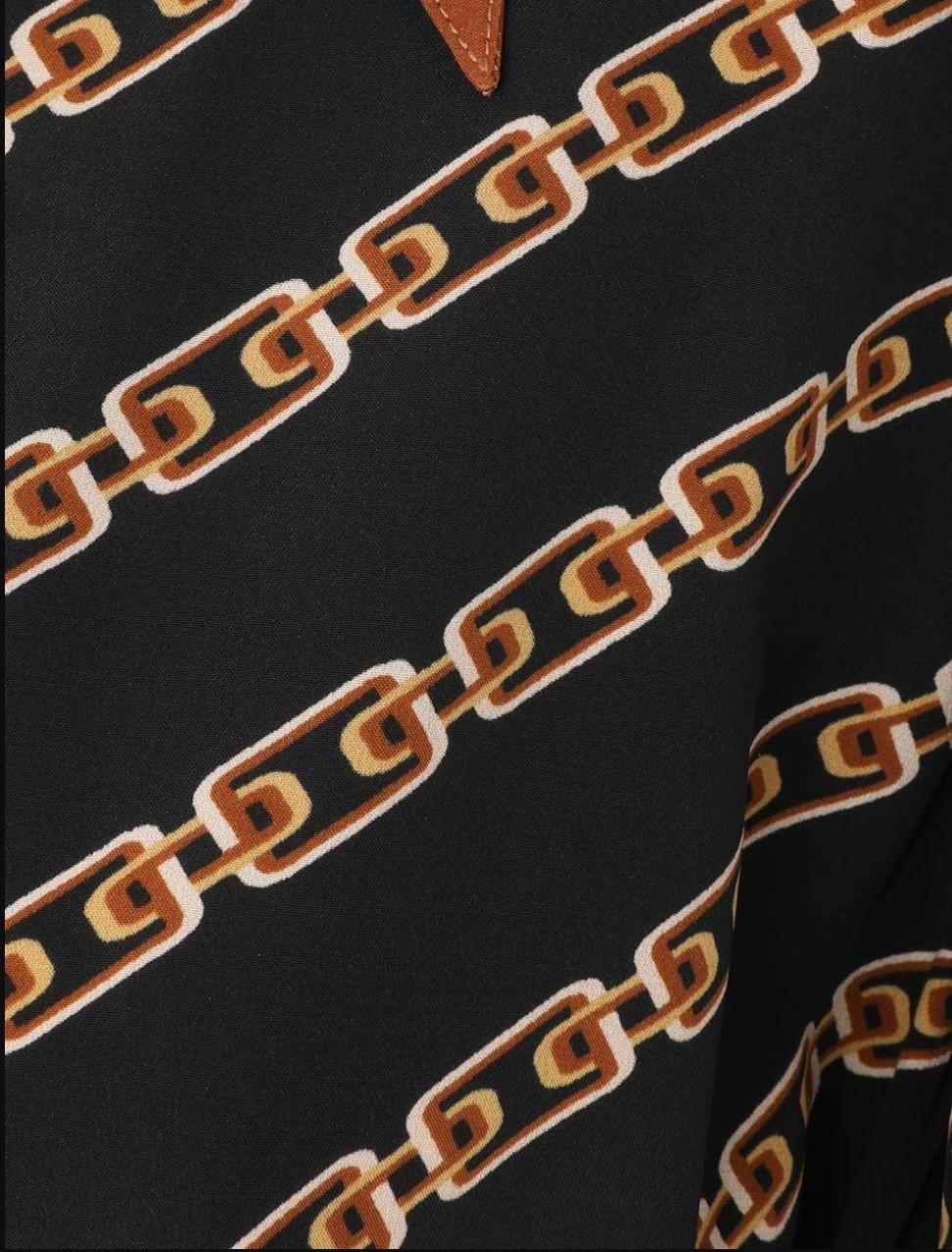 Zimmermann Tuck Mini Shirt Dress | Black Chain Print, Silk Blend, Belt Optional