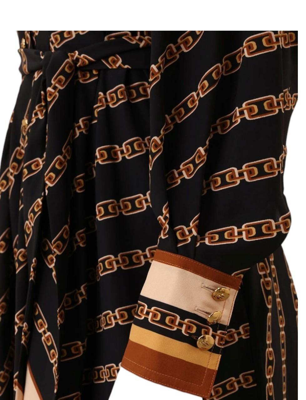 Zimmermann Tuck Mini Shirt Dress | Black Chain Print, Silk Blend, Belt Optional