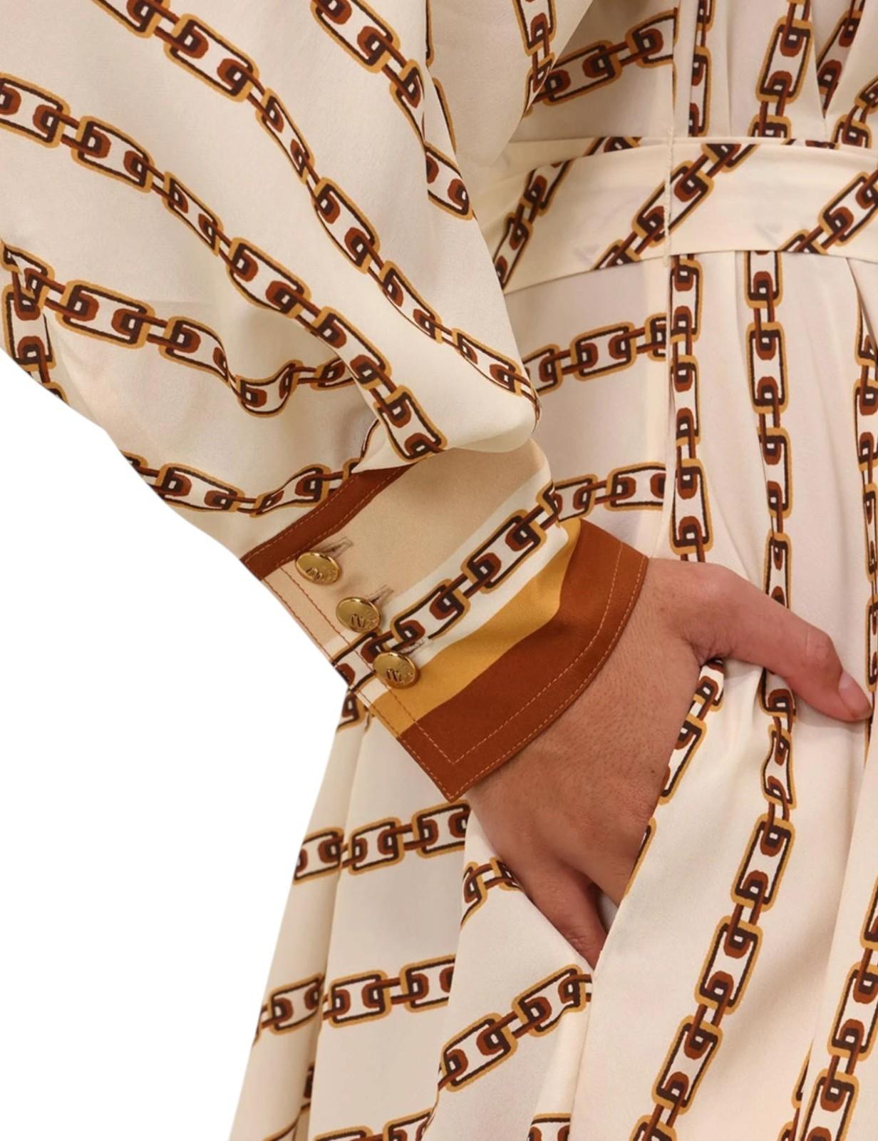 Zimmermann Tuck Mini Shirt Dress | Cream Chain Print, Silk Blend, Belt Optional