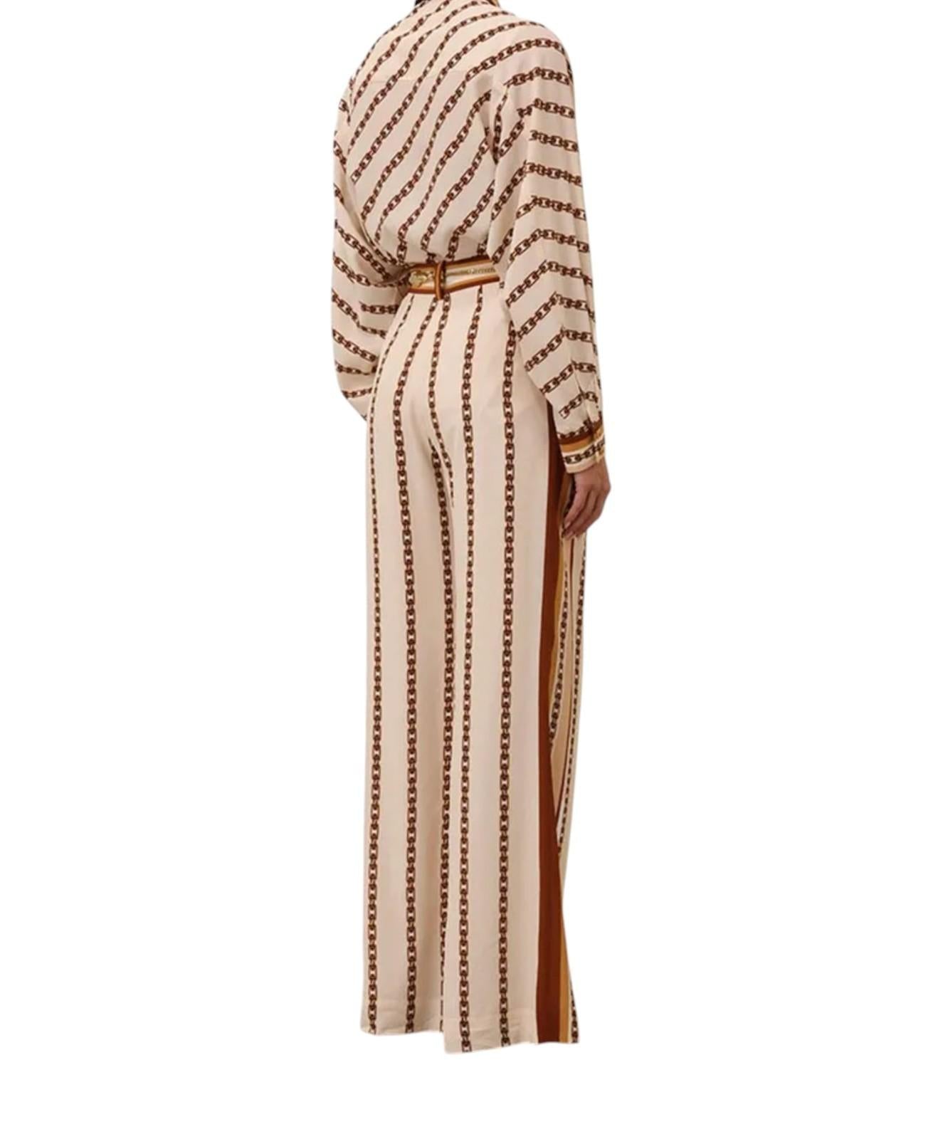 Zimmermann Wide Leg Pant | Cream Chain Print, silk, Scarf Belt, High Waisted,