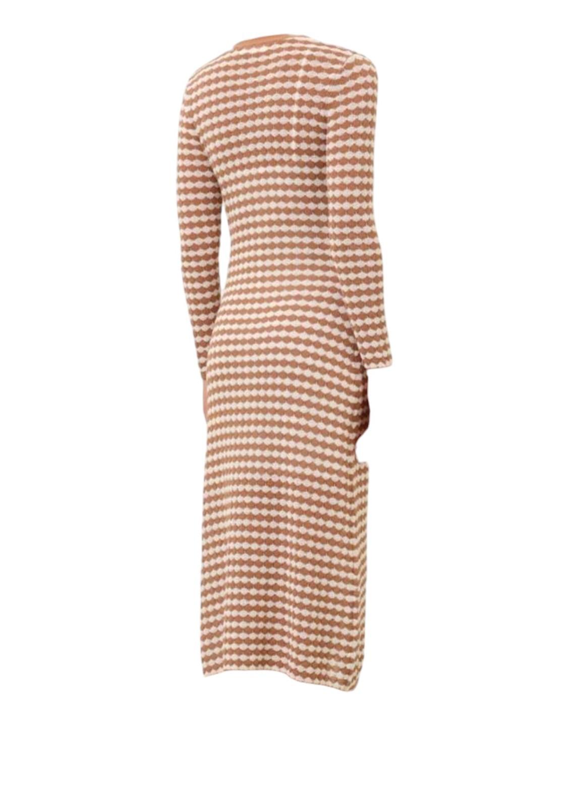 Zimmermann Everly Scallop Knit Midi Dress | Tan/Cream, Crochet, Long Sleeve