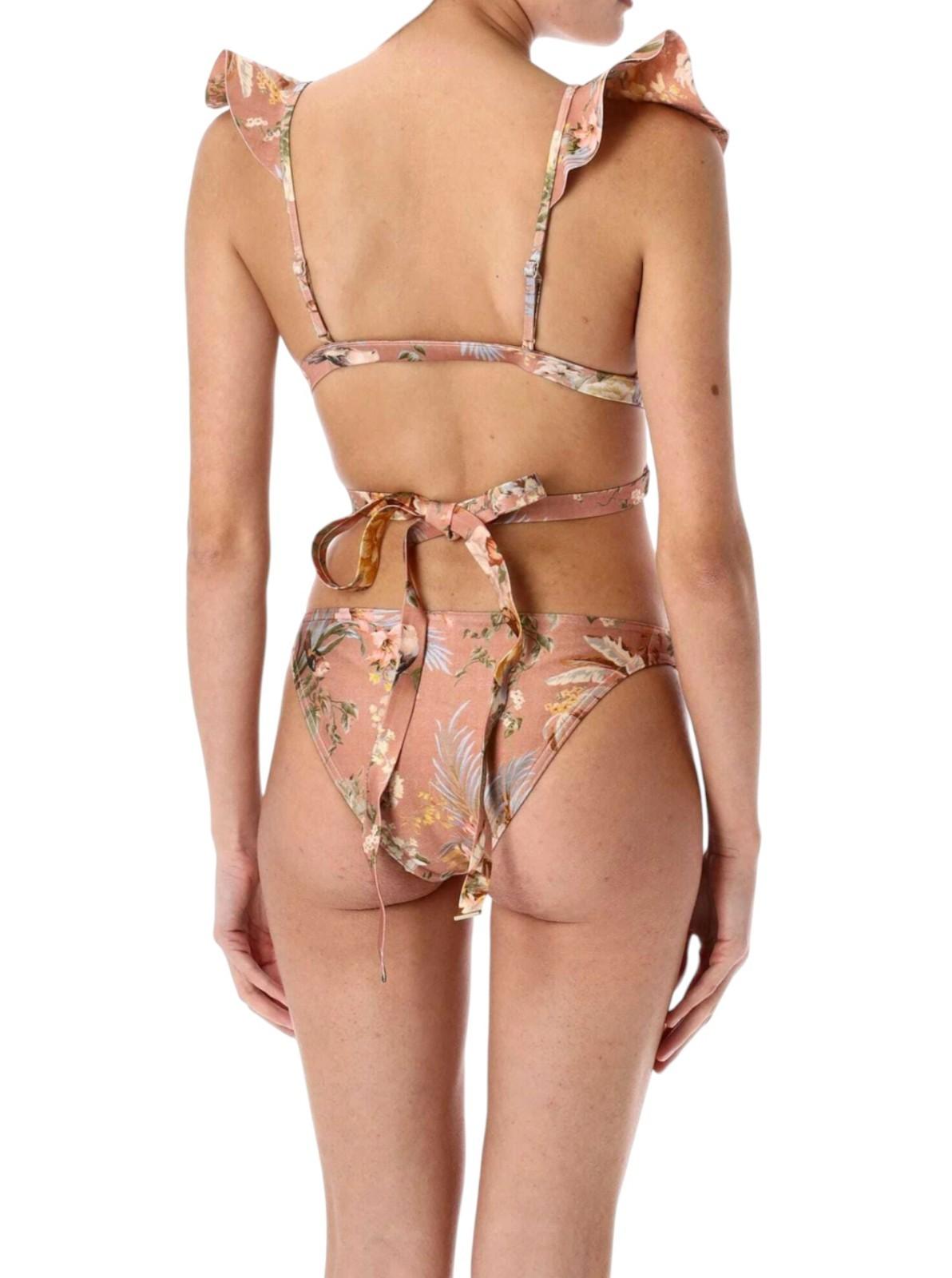 Zimmermann Tallow Wrap Ruffle Bikini | Spliced Floral, Low Rise Bottoms, Frills