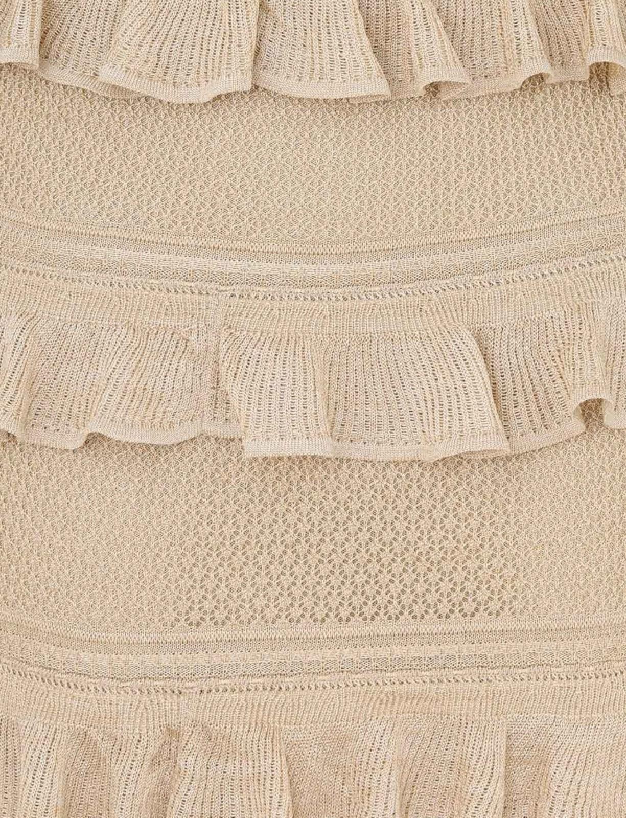 Zimmermann Illuminate Metallic Frill Mini Dress | Gold/Beige, Knitted, Tiered,