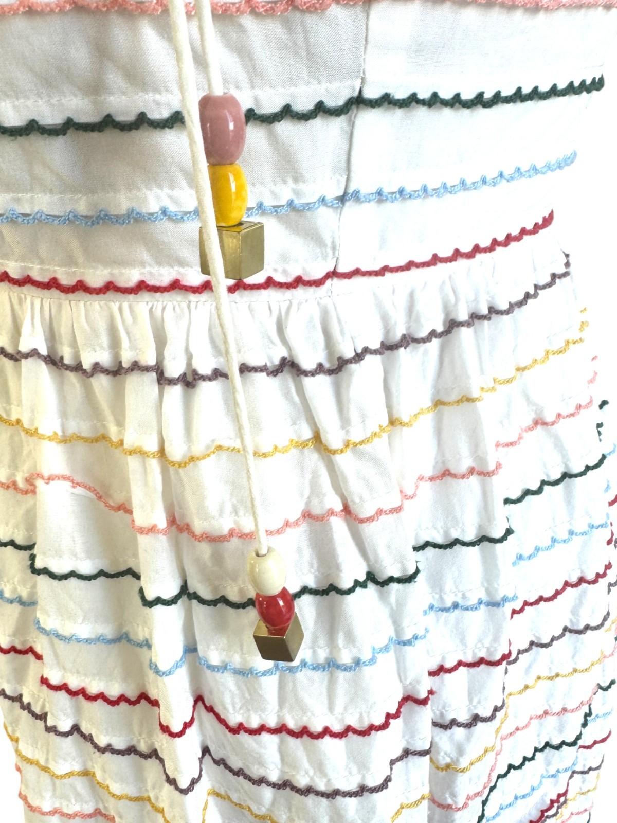 Zimmermann Zinnia Embroidered Scallop Midi Dress |Sz 1, Cotton, White, Tie Close