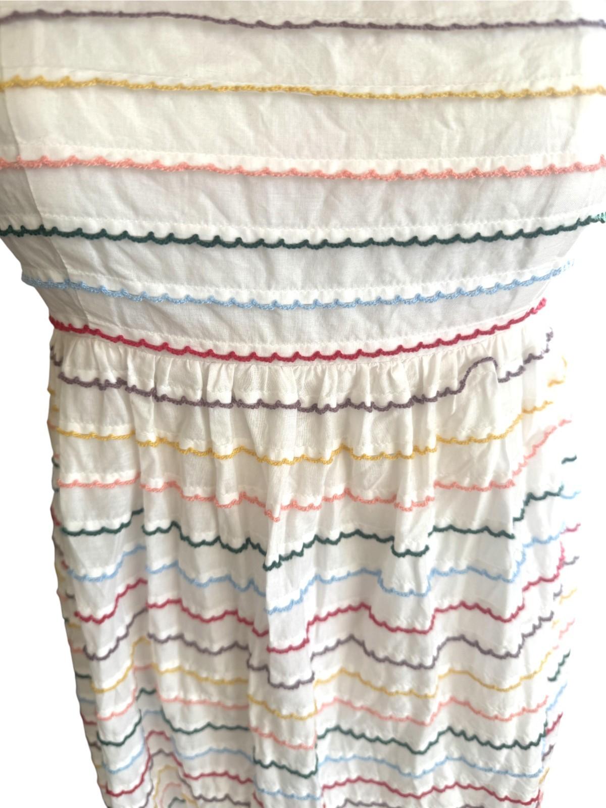 Zimmermann Zinnia Embroidered Scallop Midi Dress |Sz 1, Cotton, White, Tie Close