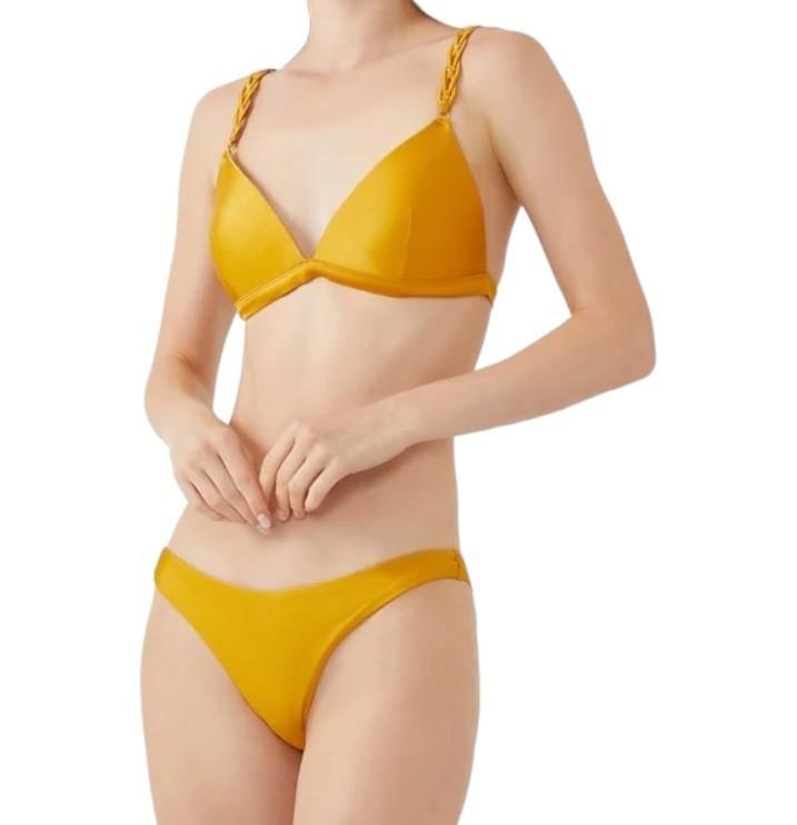 Zimmermann Pop Braided Strap Bikini | Honey/Yellow,  Triangle Top, Low Rise Pant